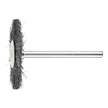 1-1/4 Miniature Mtd. Wheel Brush - .005 CS Wire, 1/8 Stem